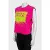 Pink tank top with accent shoulders