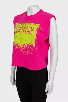Pink tank top with accent shoulders