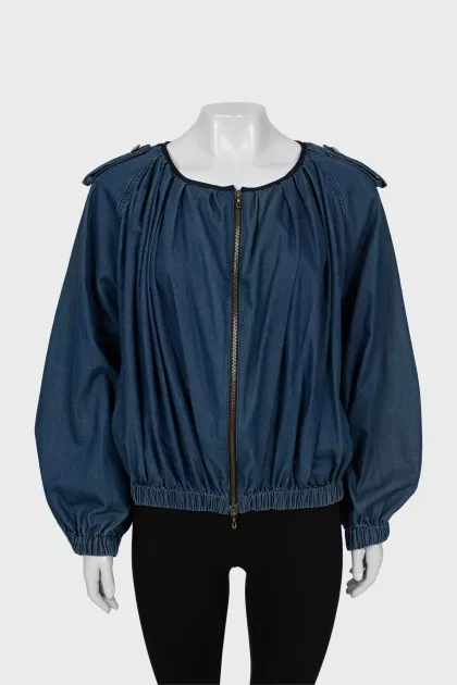Draped denim jacket