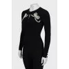 Ribbed longsleeve decorated with pearls