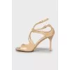 Beige patent leather sandals