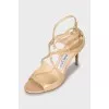 Beige patent leather sandals