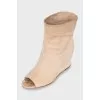 Open toe wedge boots