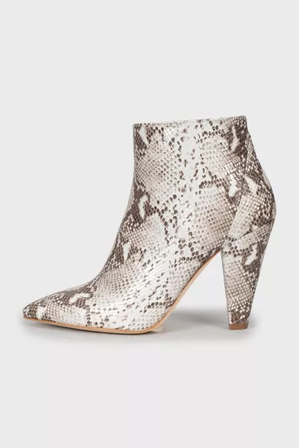 Animal print ankle boots with embossing