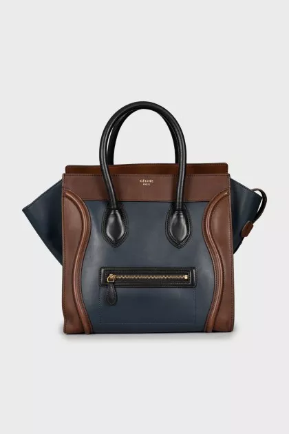 Two-tone leather tote bag