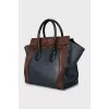 Two-tone leather tote bag