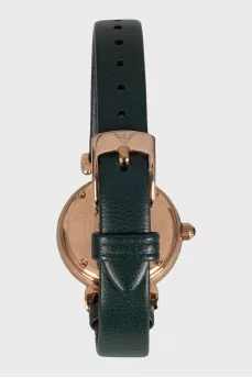 Green watch with tag