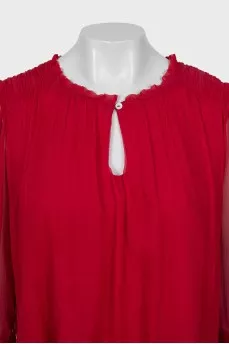 Pleated blouse with 3/4 sleeves