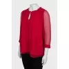 Pleated blouse with 3/4 sleeves