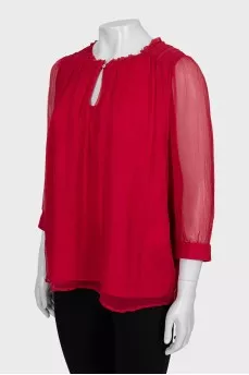 Pleated blouse with 3/4 sleeves