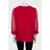 Pleated blouse with 3/4 sleeves