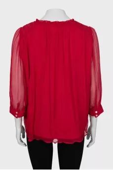 Pleated blouse with 3/4 sleeves