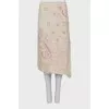 Floral silk midi skirt