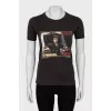Brown printed T-shirt