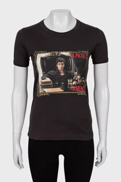 Brown printed T-shirt