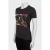 Brown printed T-shirt