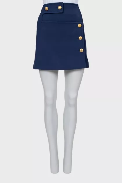Blue skirt with gold buttons