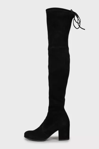 Suede block heel boots