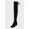 Suede block heel boots