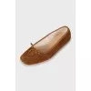 Square toe suede ballerinas