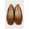 Square toe suede ballerinas