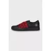 Men's leather sneakers with elastic bands