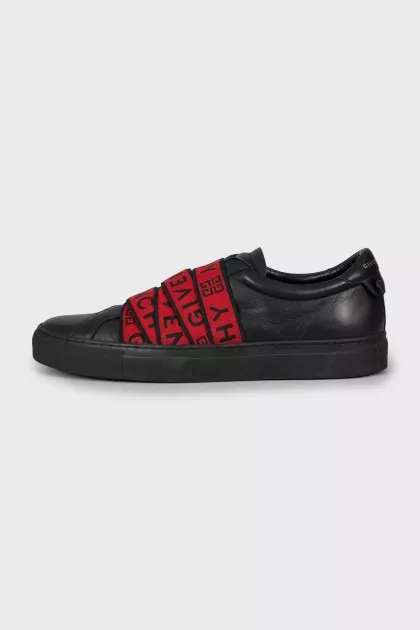 Men's leather sneakers with elastic bands