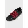Men's leather sneakers with elastic bands