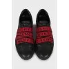 Men's leather sneakers with elastic bands