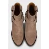 Suede ankle boots with slanted heel