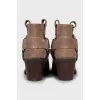 Suede ankle boots with slanted heel