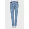 Light blue jeans with belt