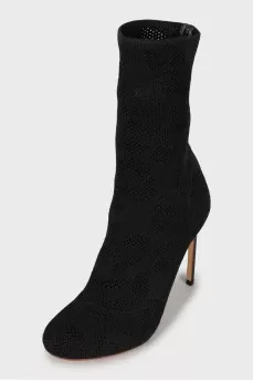 Perforated textile ankle boots