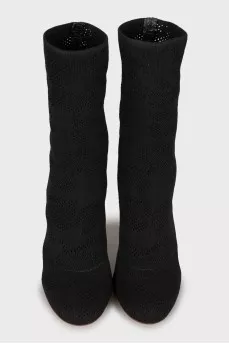 Perforated textile ankle boots