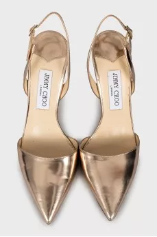Gold pointed toe shoes
