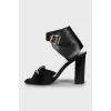 Embellished block heel sandals