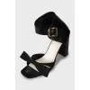 Embellished block heel sandals