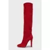 Red suede boots
