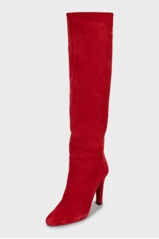 Red suede boots
