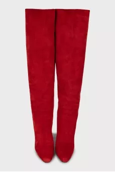 Red suede boots