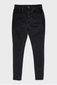 Gray high-waisted skinny jeans