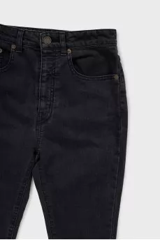 Gray high-waisted skinny jeans