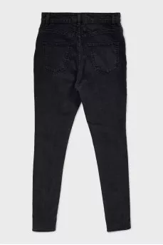 Gray high-waisted skinny jeans