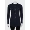 Fitted long sleeve with silver buttons