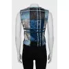 Shiny top in check print