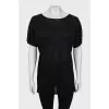 Black T-shirt decorated with rhinestones