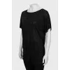 Black T-shirt decorated with rhinestones