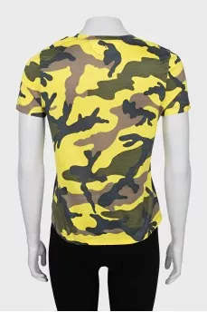 Cropped T-shirt with military print