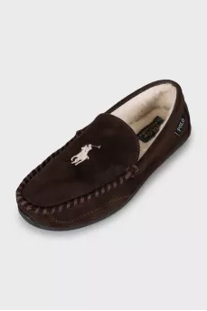Мужские утепленные мокасины из замши
