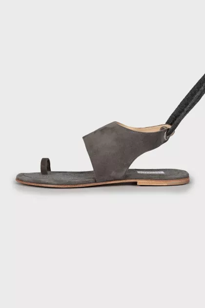 Gray tie sandals